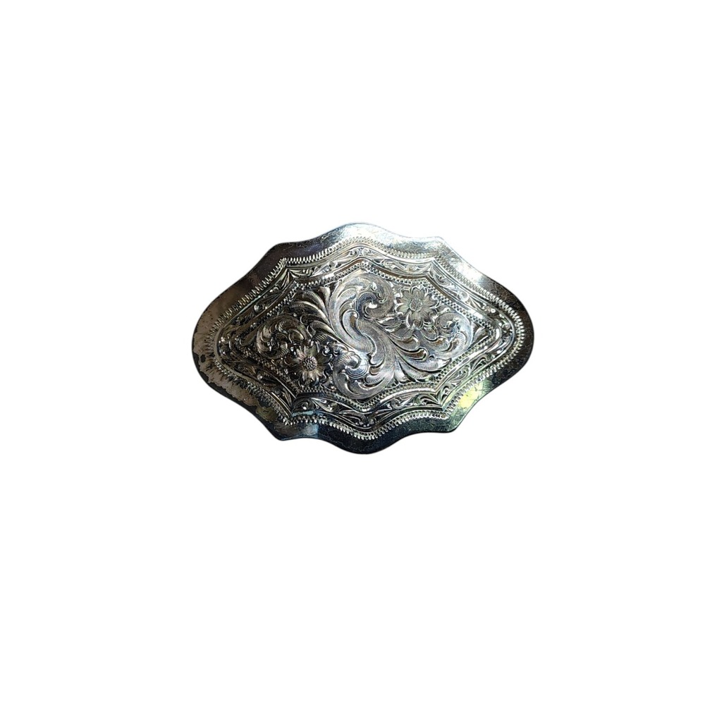 Vintage Montana Silversmiths Sterling Silver Plate Buckle Silver Engraved